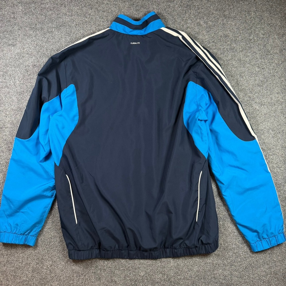 Adidas Track Jacket Mens Large Navy Blue Climalite Full Zip Mesh Lined 3-Stripe - Picture 9 of 13